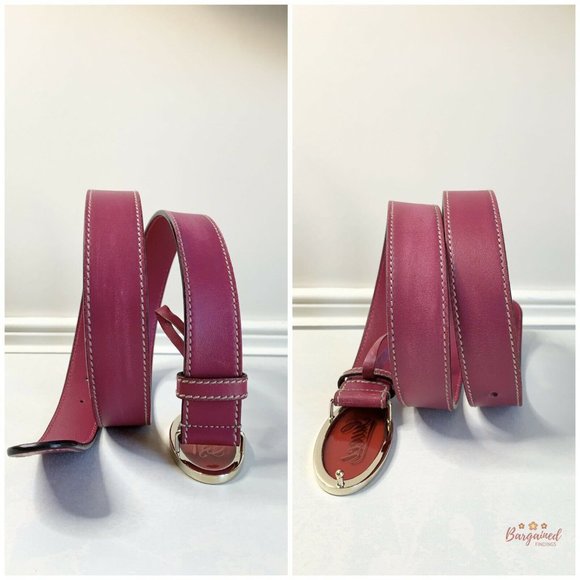 Authentic GUCCI Fuchsia Pink Leather Script Buckle Women's Belt 85/34 170884 - Picture 9 of 12